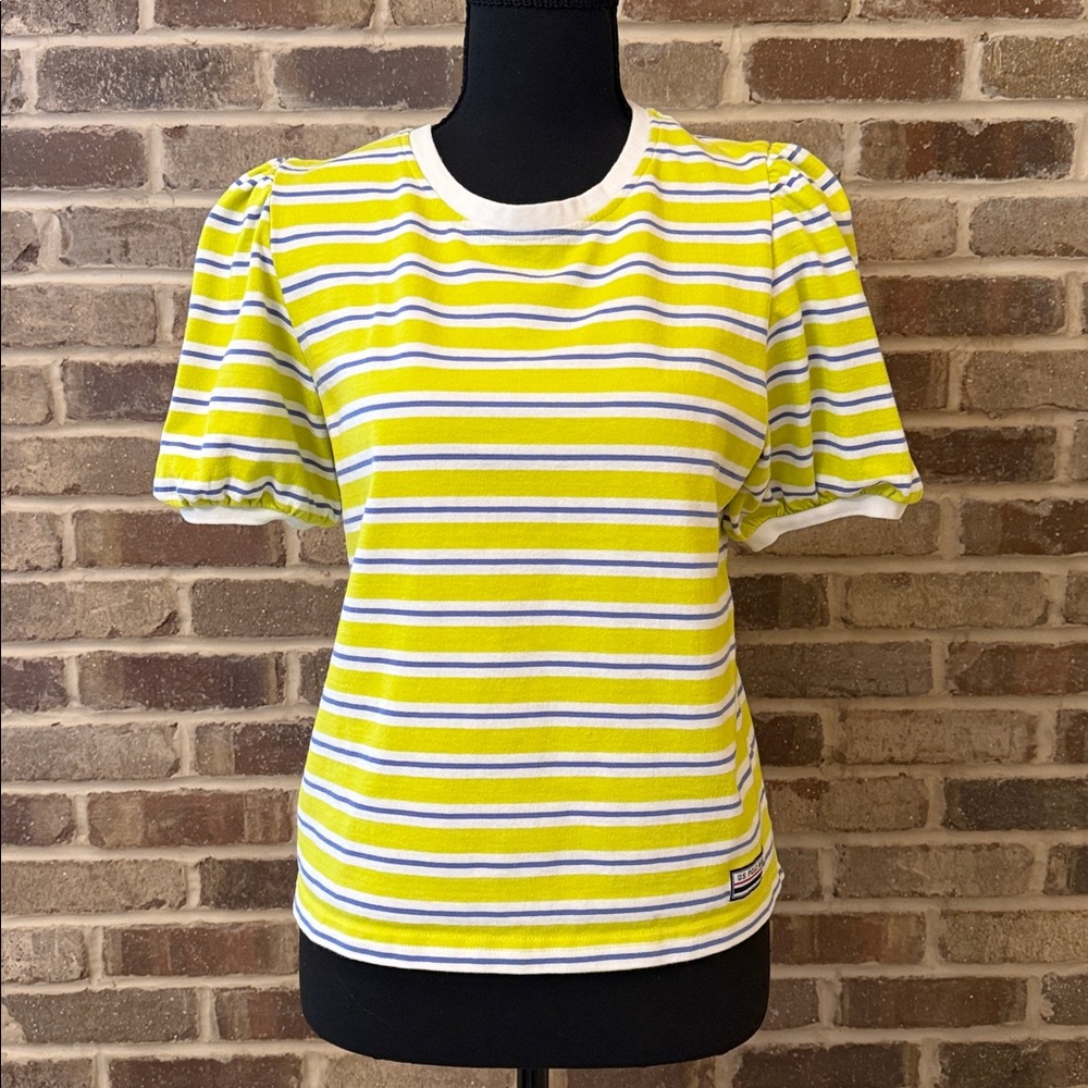US Polo Association Striped Yellow and White Women's Top